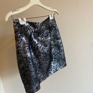 Jacquard Black and Silver Floral Skirt